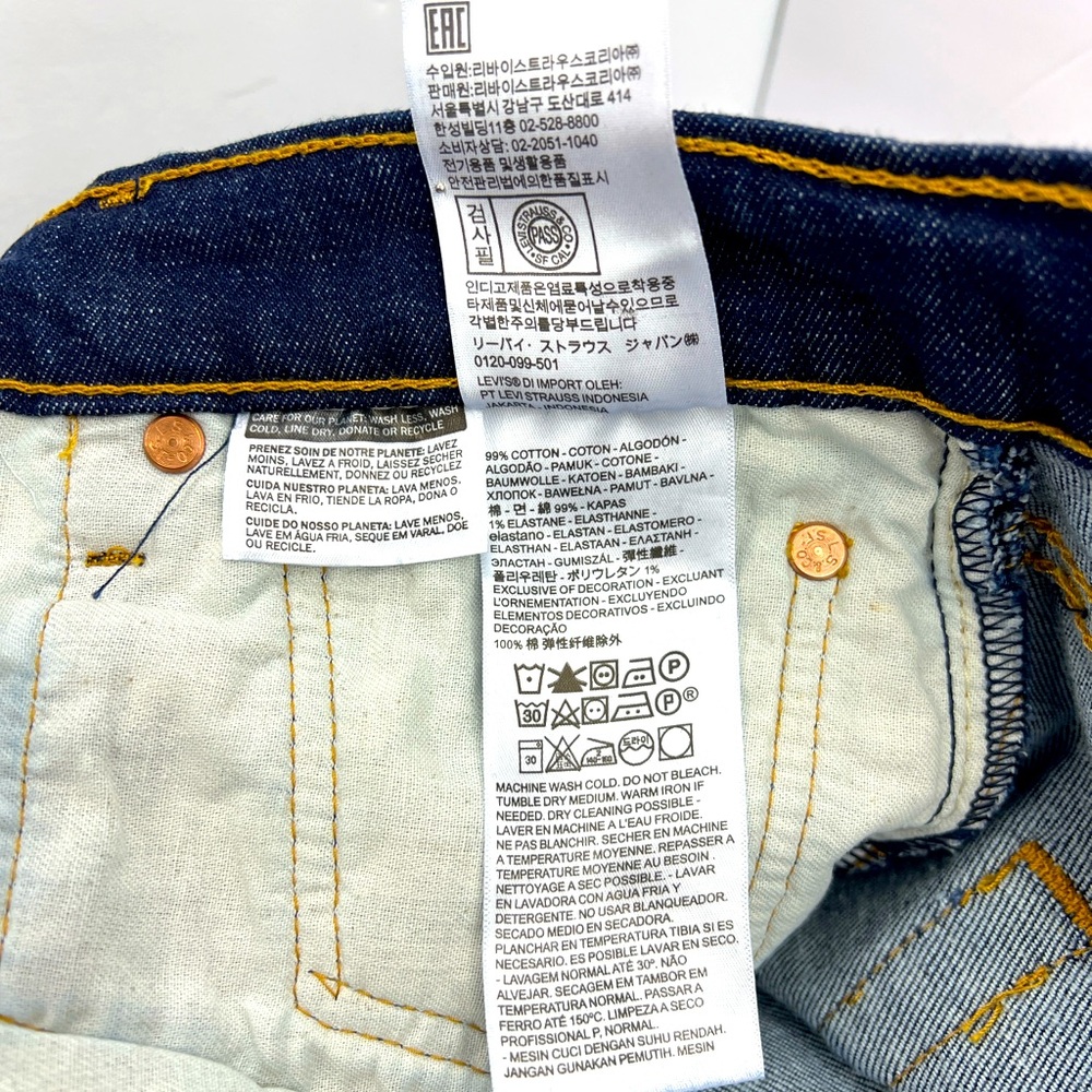LEVI'S 501 ORIGINAL JEANS 32X30, REGULAR STRAIGHT FIT, STRECH EXTENSIBLE, NAVY - Picture 15 of 16